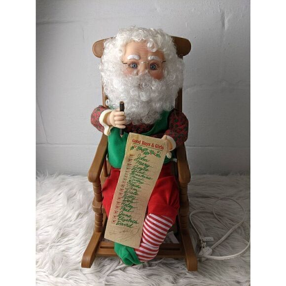 Santa's Best Animated Collectible Santa 18” Santa Claus in Moving Rocking chair - Picture 15 of 16
